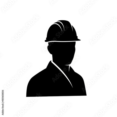 Black silhouette of a man wearing a hard hat
