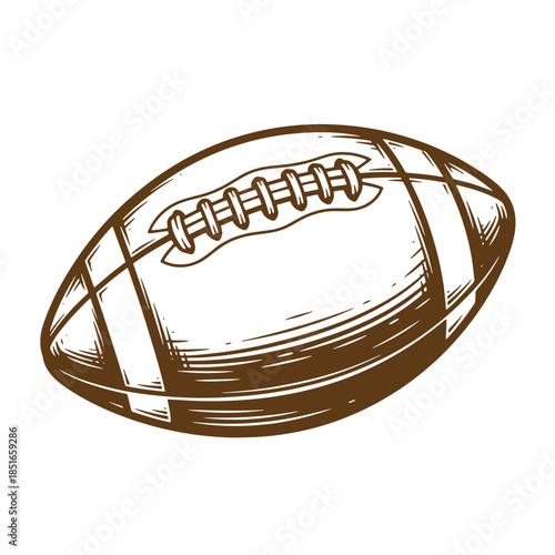Detailed sketch of a classic brown american football ball isolated on white background