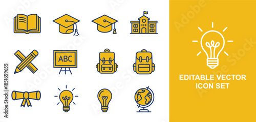 Educational icons and symbols in a graphic design