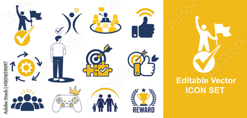Business strategy and marketing icons set