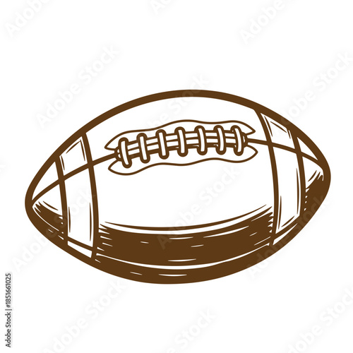 Hand drawn brown football illustration isolated on white background for sports themes