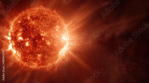 Wallpaper Mural Bright sun shining in space with solar flares and a dark background showing distant stars Torontodigital.ca