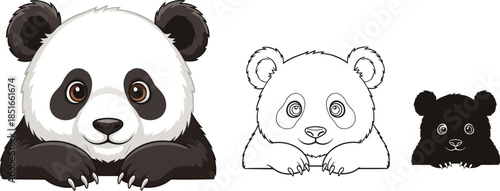 Three pandas in different styles are shown side by side.