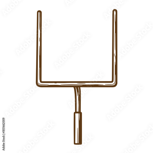 Hand drawn sketch of a football field goal post illustration in vintage brown color