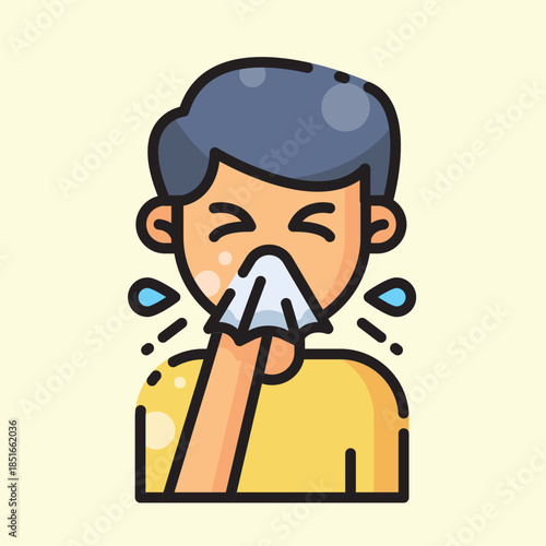 Fill Icon of an Disease sneezing