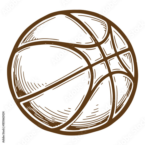 Hand drawn sketch style illustration of a basketball isolated on a white background