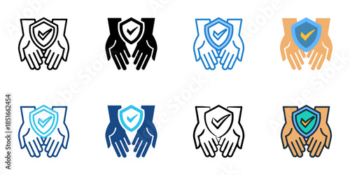 Safety icons set multiple style collection. 

