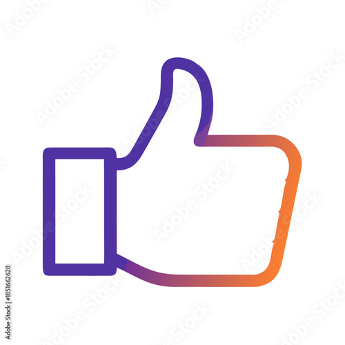 Flat Minimalist Thumbs Up Approval Icon Vector with Solid Color and Clean Black Outline on White Background