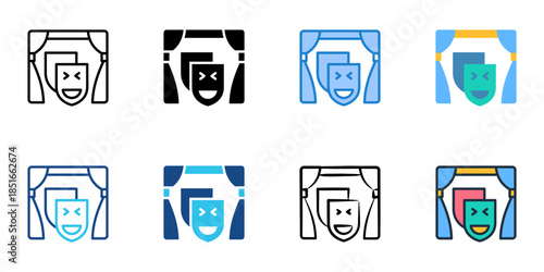 Theater icons set multiple style collection. 
