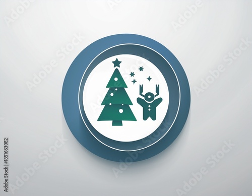Christmas holiday icon set featuring festive winter elements such as candy cane, snowman, gift box, bell, star, gingerbread, ornaments and decorations.
