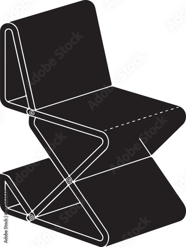 Foldable chair design with sleek black finish