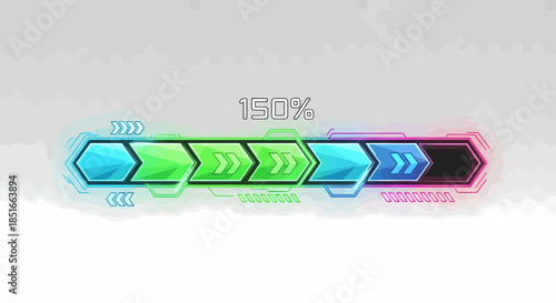 Level Up Bar With Progress Concept In Futuristic Style