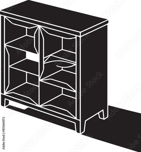 Modern minimalist nightstand with open shelves