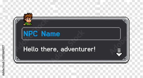 Pixel Art Style Game Npc Dialogue Interface For Fantasy Adventure