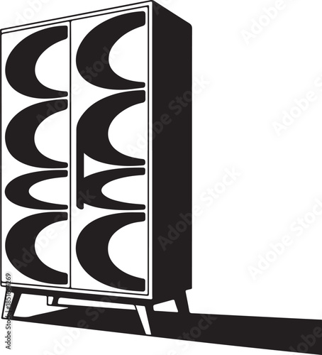 Modern cabinet with curved design on doors