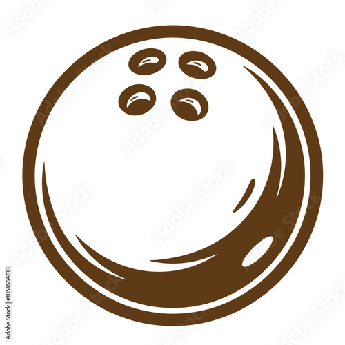Simple brown coconut vector illustration depicting tropical fruit for food and beverage concepts