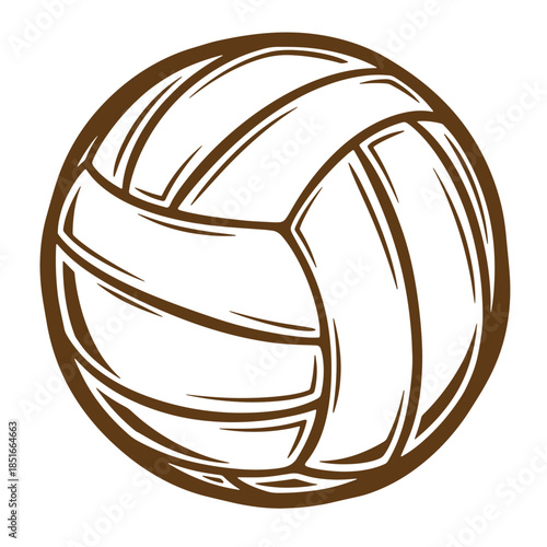 Simple brown sketch vintage volleyball illustration on white background isolated for sport concepts