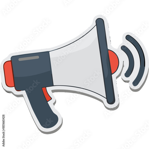 Stylized Megaphone Icon with Sound Waves - Announcing and Amplifying