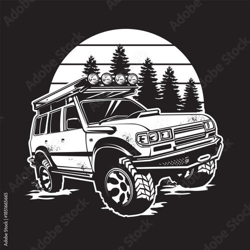 off-road extreme adventure trip illustration, perfect for t shirt design