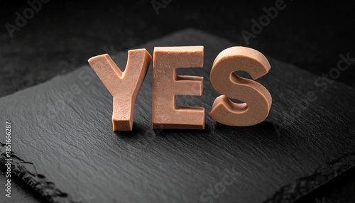 Fototapeta Naklejka Na Ścianę i Meble -  フォアグラで表現したYESのメッセージ generative ai