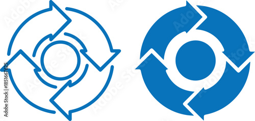 arrows in a circular pattern, simple black and white graphic design, geometric minimalist symbol, vector illustration