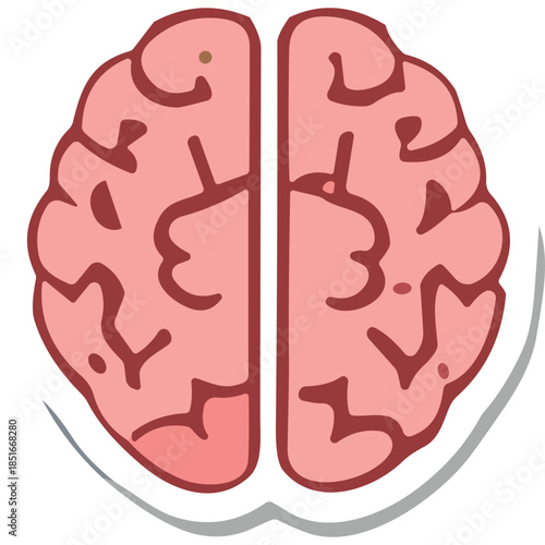 Stylized Pink Brain Icon: Lobes, Gyri, and Sulci