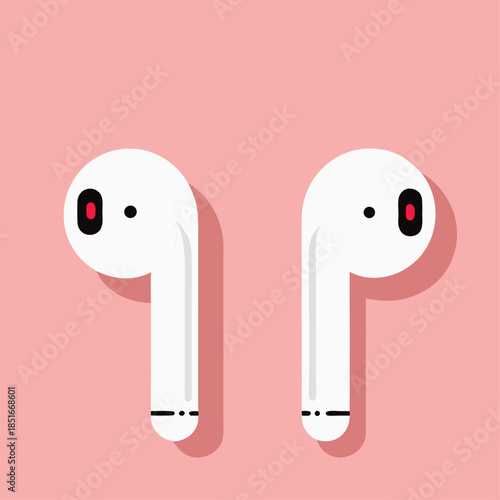 Wireless Earbuds on Pastel: Captivating modern minimalism, with focus on elegant design and the smooth lines of wireless earbuds against soft background.