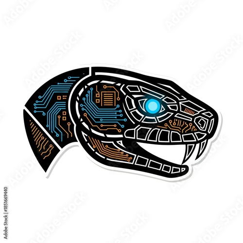 Menacing snake illustration with aggressive posture and sharp fangs
