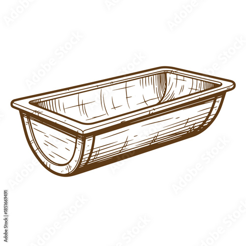 Detailed brown ink sketch illustration of a bathtub for bathroom design concepts