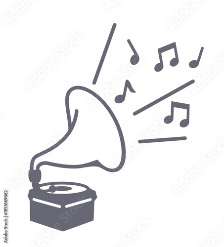 蓄音機のシンプルなイラスト