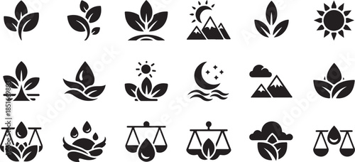 Eco friendly symbols and icons for sustainable living