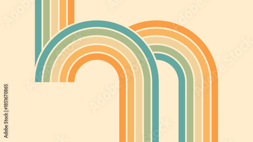 Abstract background of rainbow groovy Wavy Line design in 1970s Hippie Retro style. Vector pattern ready to use for cloth, textile, wrap and other.