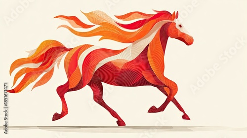 Stylized horse galloping artwork symbolizing chinese new year