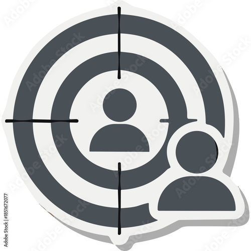 Target Audience Icon: People Silhouettes on Bullseye with Crosshairs