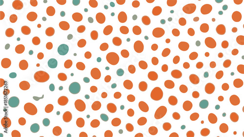 Orange and green dots on white background pattern