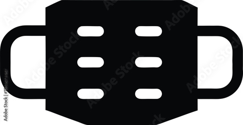 led face mask silhouette vector illustration on transparent background