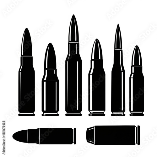 Collection of various bullet types and shapes