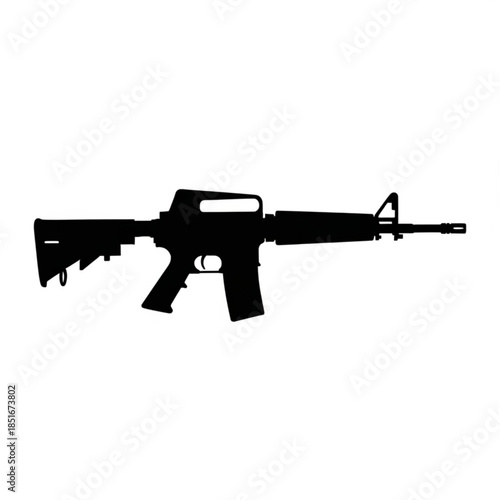 Black silhouette of a modern assault rifle on a