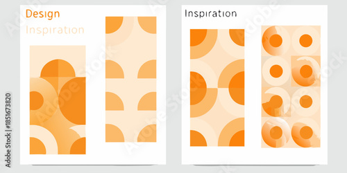 Abstract geometric patterns in orange and white designed for inspiration
