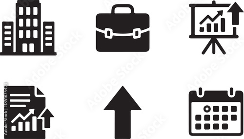Business building briefcase presentation graph