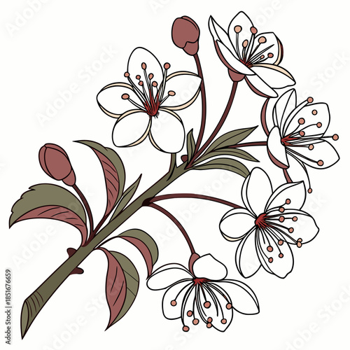 Decorative Floral Cluster  Elegant Vector Art  Pur (2) Vector Illustration