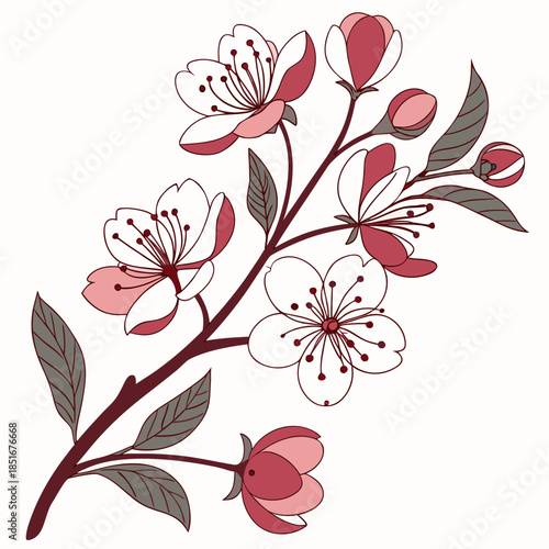 Decorative Floral Cluster  Elegant Vector Art  Pur Vector Illustration