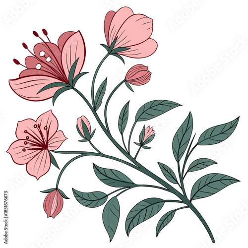 Decorative Floral Cluster  Elegant Vector Art  Pur (3) Vector Illustration