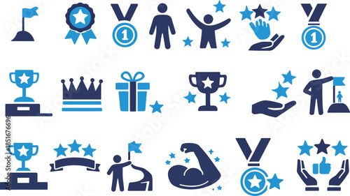 A Collection of Achievement Icons: a curated set of icons to convey success, awards, and the spirit of victory and achievement.