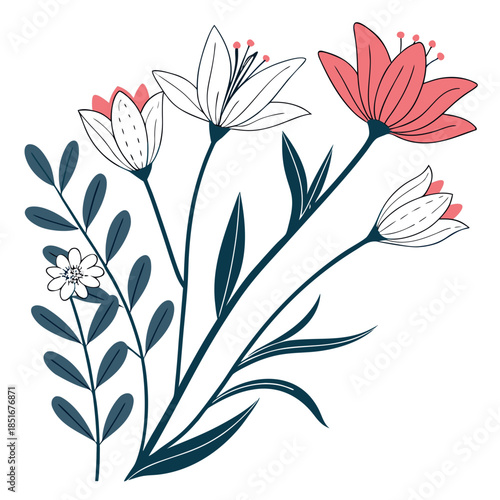 Modern Floral Flat Illustration  Clean Vector  Pur (3) Vector Illustration