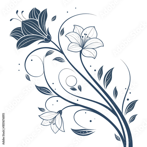 Organic Abstract Floral Form  Clean Vector Art  Pu Vector Illustration
