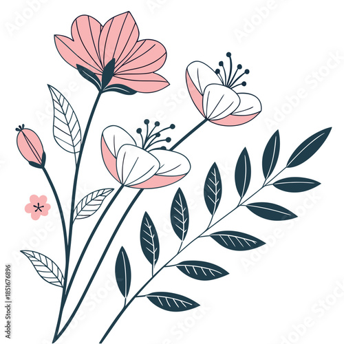 Modern Floral Flat Illustration  Clean Vector  Pur Vector Illustration