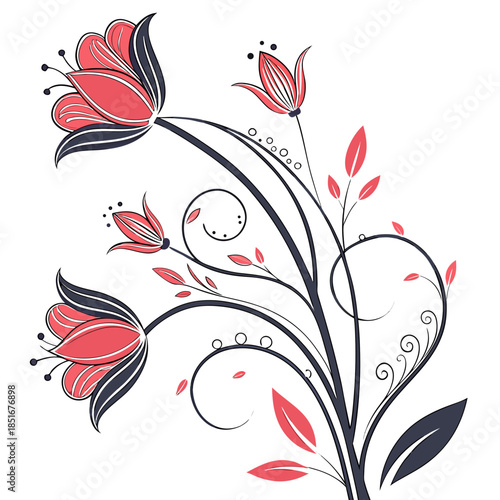 Organic Abstract Floral Form  Clean Vector Art  Pu (2) Vector Illustration