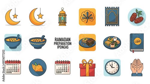 Ramadan Icons Collection Religious Islamic Symbols.