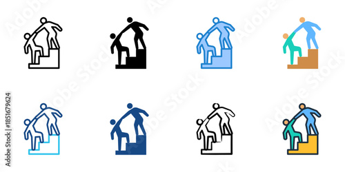 Mentoring icons set multiple style collection. 
